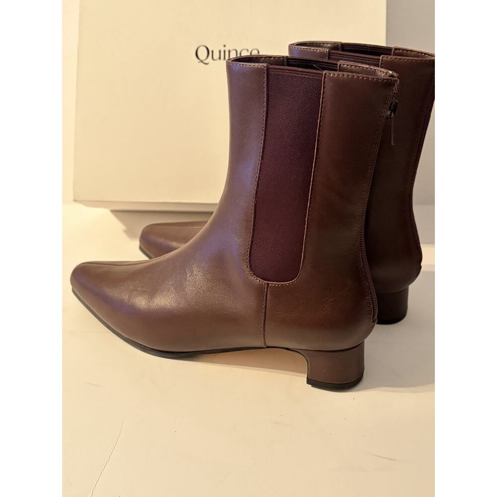 NEW Quince Women Italian Leather Kitten Heel Ankle Boot •6.5 Espresso Brown $164 - Picture 5 of 11